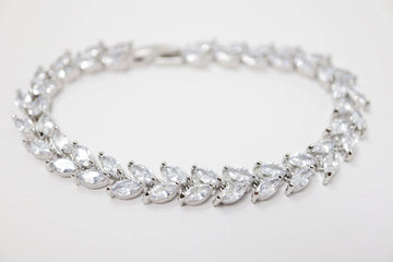 Crystal, Diamond Wine Leaves Wedding Bracelet, Bridal Bracelet, cz Bracelet, Cubic Zirconia Bracelet, Bridal jewelry, Wedding Accessories